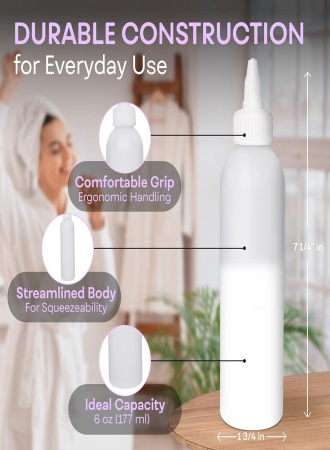BRIGHTFROM Twist Top Applicator Bottles, Squeeze 6 OZ Empty Plastic Bottles, Refillable, Open/Close Nozzle - Multi Purpose (Pack of 2) (White) - Image 3